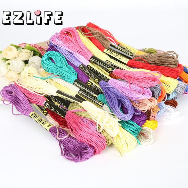 Lote de 8 unidades multicolor de hilos DMC de 7,5 m de largo, accesorios para bordado de punto de cruz, herramientas para costura de hilos de algodón Sewi X6W5
