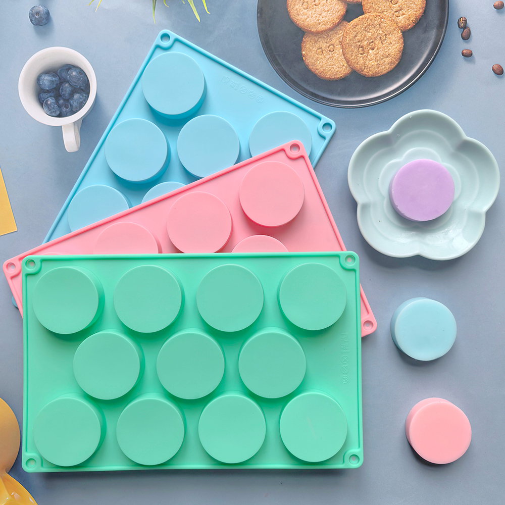 1pc disc baking cake silicone mold DIY chocolate mold sandwich biscuit pancake brownie tray (11 cavities)