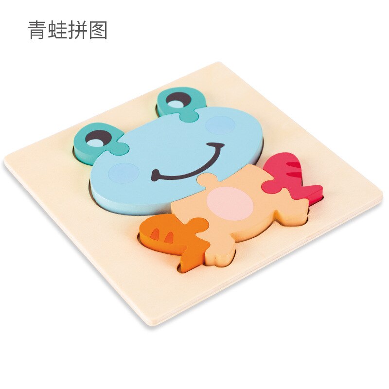 Baby Spielzeug Holz 3D Puzzle Cartoon Tier Eule Elegante Intelligenz Kinder Pädagogisches Kinder Tangram Formen Lernen Jigsaw: frog