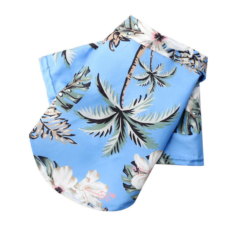 Summer Dog Clothes Coconut Tree Pineapple Flower Print Dog Cat Shirt Short Sleeve Beach Hawaiian Style Clothes For Pets: Scarlet / XXS
