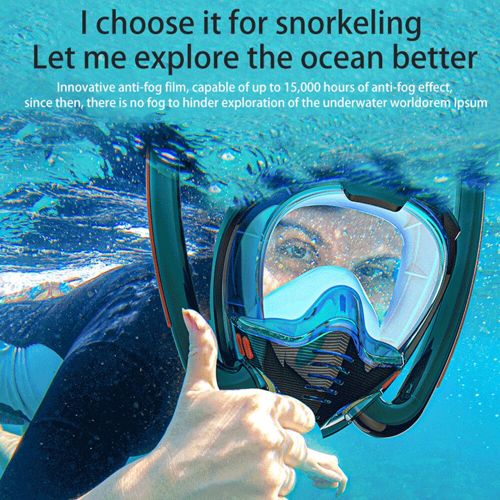 Dubbele Snorkel Masker Duiken Masker Apparatuur Full Face Anti Fog Set Zwemmen Snorkelen Bril Voor Gopro Camera Man Vrouwen