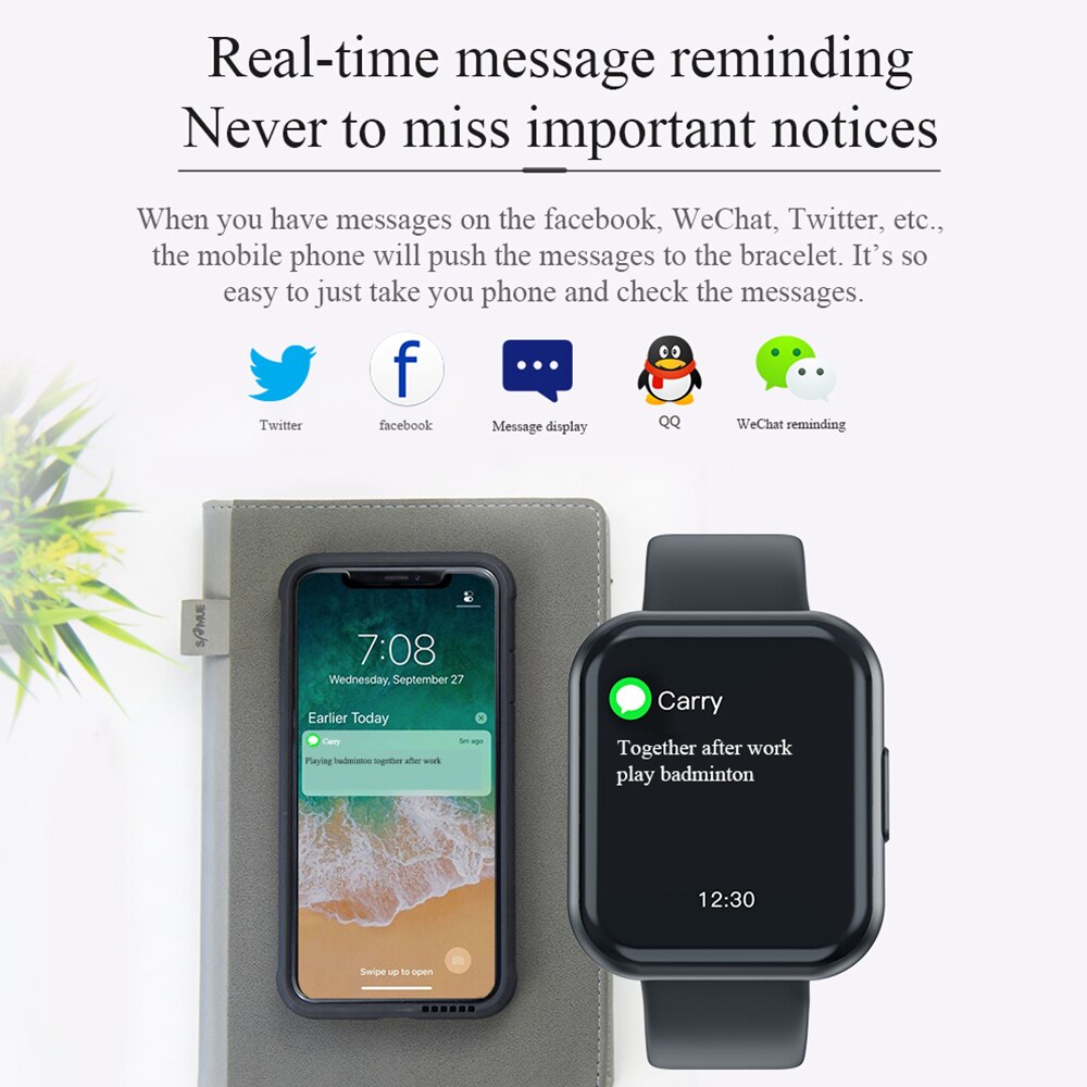 Montre intelligente Android montres pour femmes Bracelet de Fitness hommes SmartWatch moniteur de fréquence cardiaque Sport Bracelet pour iphone Pk P80 P70