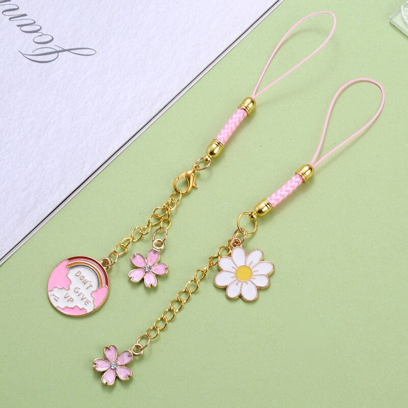 Metalen Mobiele Telefoon Hanger 1Pcs Bloem Dier Sneeuwvlok Ladie Telefoon Lanyard Anti-verloren Sleutelhanger Accessoires Decoratie