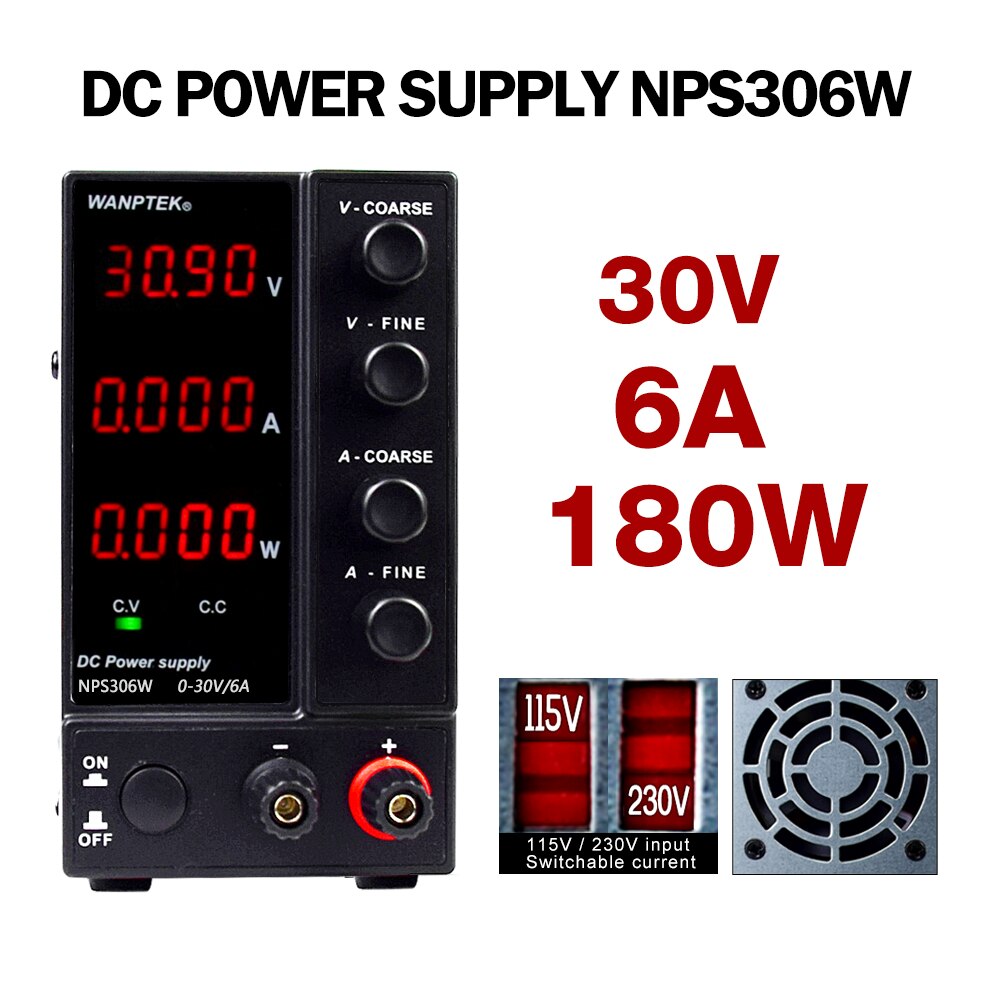 bench dc power supply adjustable 30V 5A 6A four digit lcd display VARIABLE switching power supply source ac 110v 220v 300w 360w: UK