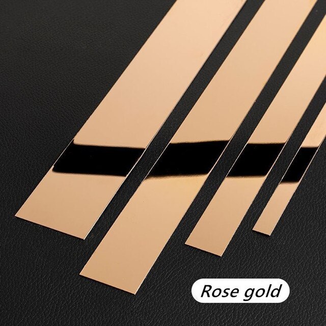 1 Roll 5M Mirror Stainless Steel Plane Decorative Line Gold Wall Sticker home TV Background Self-adhesive Ceiling Edging Strip: Rose-5Meter / 2cm