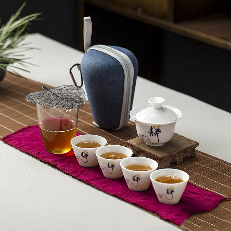 tea set gaiwan Ceramic teapot teacups gaiwan tea cup for puer chinese tea pot portable travel tea sets drinkware: D