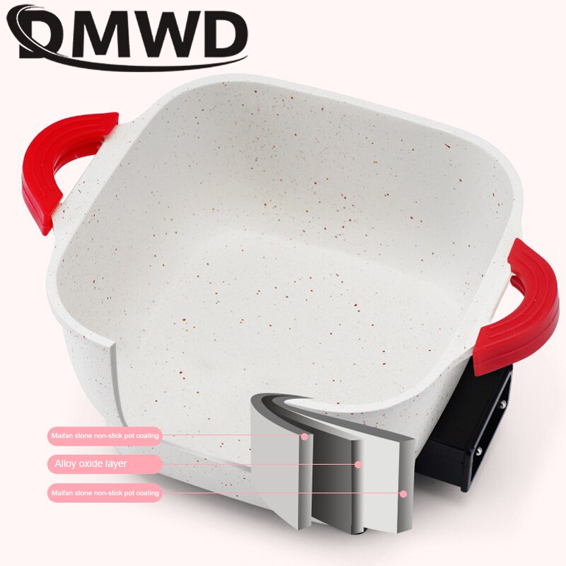 DMWD Electric cooker pot Mini multifunctional electric cooker Non-stick coating boiler electric frying pan pot noodle pot