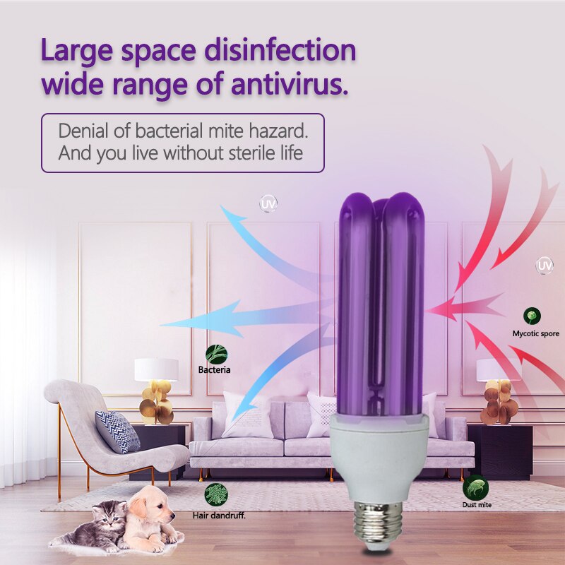 1Pcs E27 Ultraviolet UV Black Light Lamp Bulb Germicidal Sterilizer Lamp Led Light Bulb Online Energy Saving 220V 30W / 40W