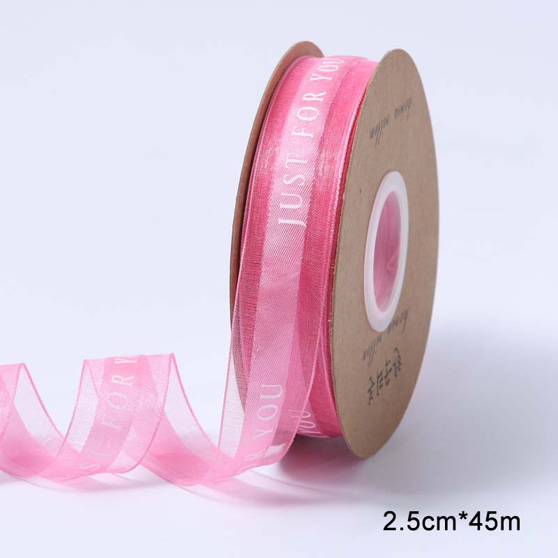 Ruban Organza en fil de neige, 1 rouleau, imprimé anglais, bricolage, artisanat, pour emballage , décoration de mariage
