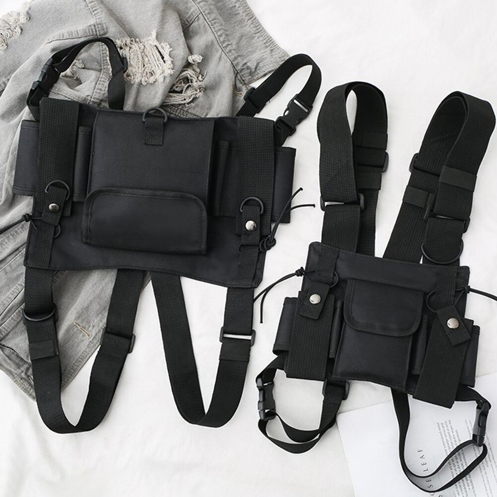 Unisex outdoor verstelbare vest borst hangtas dubbele schouder taille tas hangtas dubbele schouder taille tas taille p