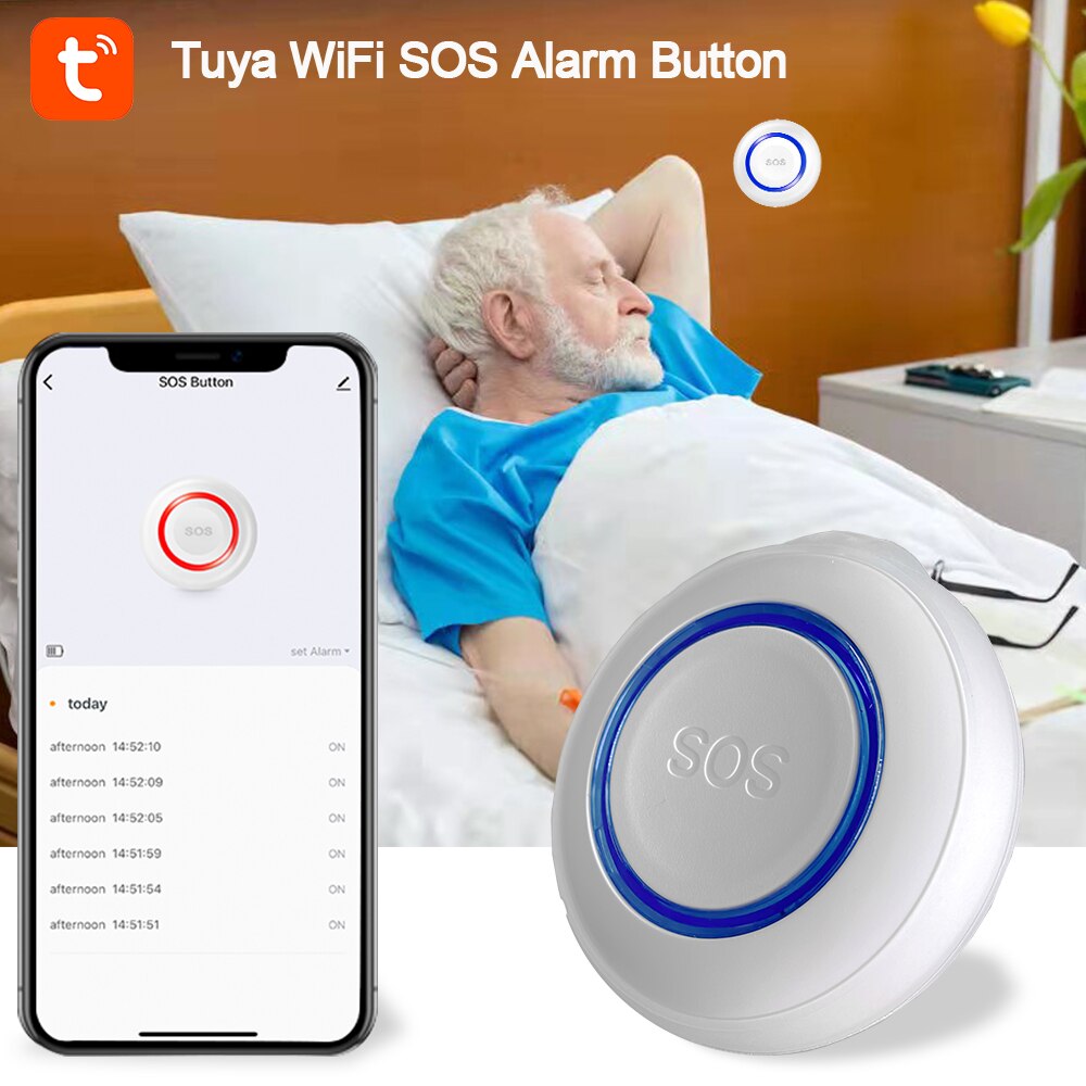 Tuya Smart Life Wifi Push Button Sos Emergency Button Alarm For Disabled People Or Old People Alarm Care For Elderly Sos Signals