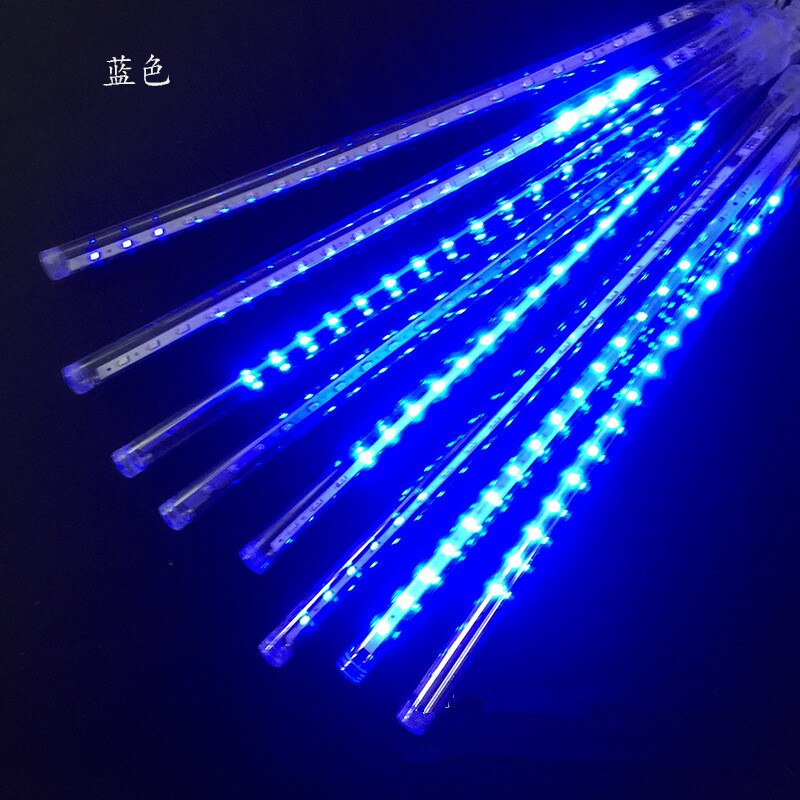 30/50cm 8 tubos lluvia de meteoros luces de cadena LED decoraciones para árboles de Navidad guirnalda de calle para decoración al aire libre Año Navidad: Blue / EU Plug 220V-30cm