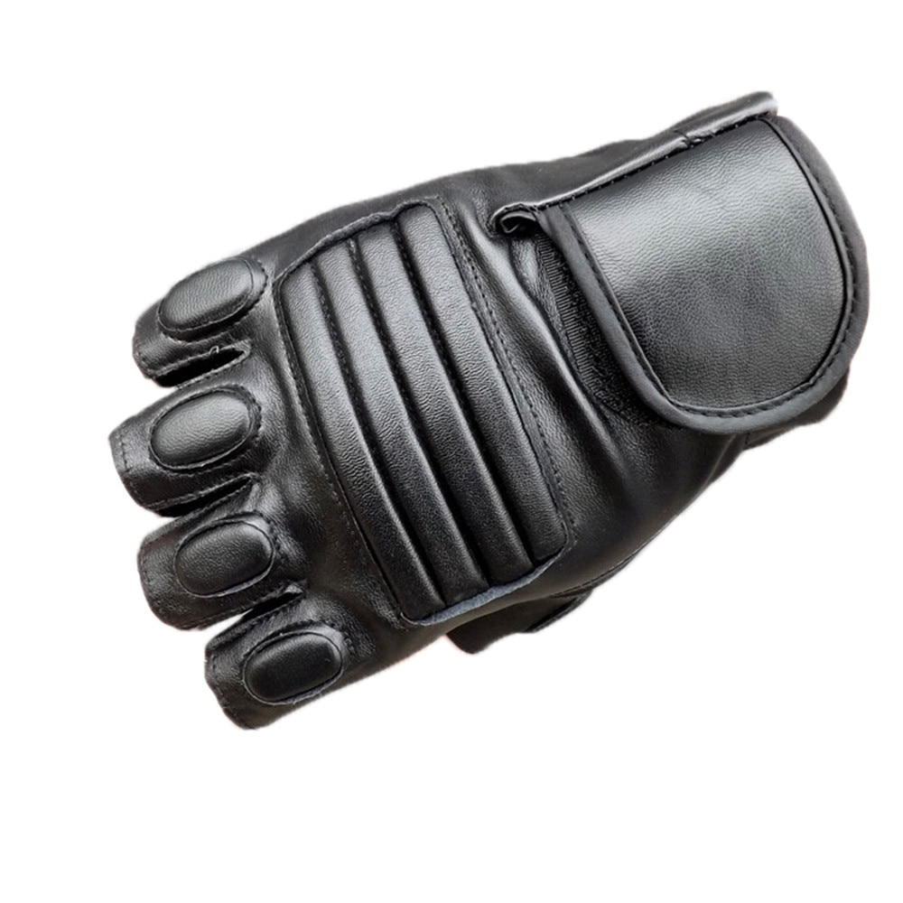 Lente Winter Mode Mannen Winter Lederen Motorfiets Sport Outdoor Bescherming Handschoenen vingerloze handschoenen zwarte handschoenen # O29