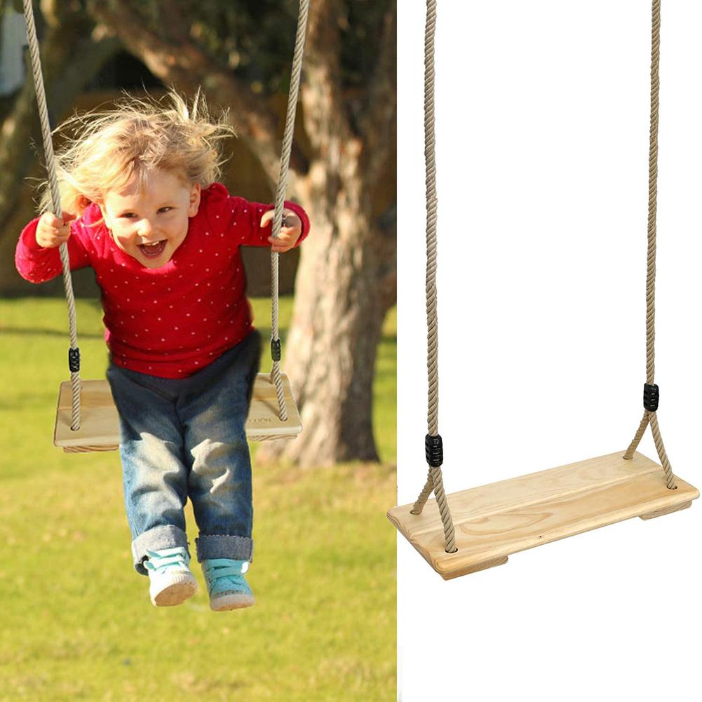 Hout Kinderen Swing Met Pe Touw Outdoor Boom Houten Opknoping Seat Roestwerende Swing Voor Volwassenen Kinderen