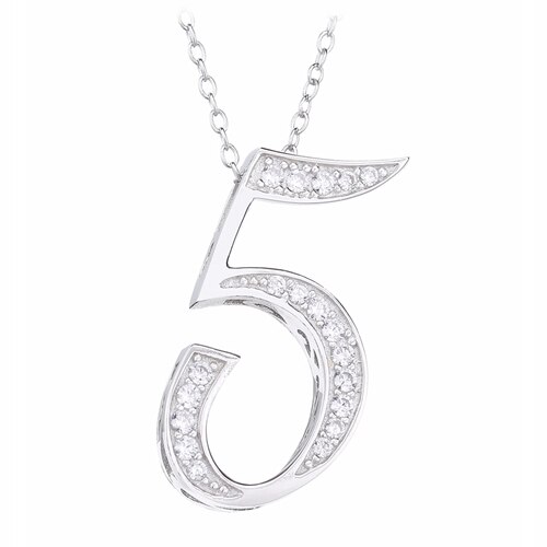 Moonmory 925 Sterling Silver Number 5 6 Pendant Necklace Japanese Men Women Crystal AAA Zircon Necklace Jewelry: Silver 5 Necklace