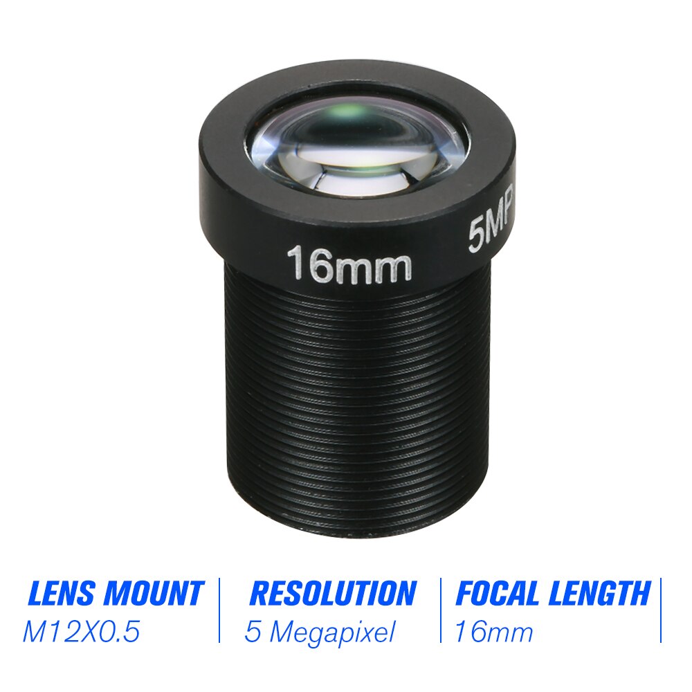 HD 5,0 megapíxeles 5MP 16mm M12 CCTV Board Lens IP Camera Lens F2.0 Iris fijo M12 * P0.5 1/2. 5 "formato de imagen 96 grados ángulo de visión