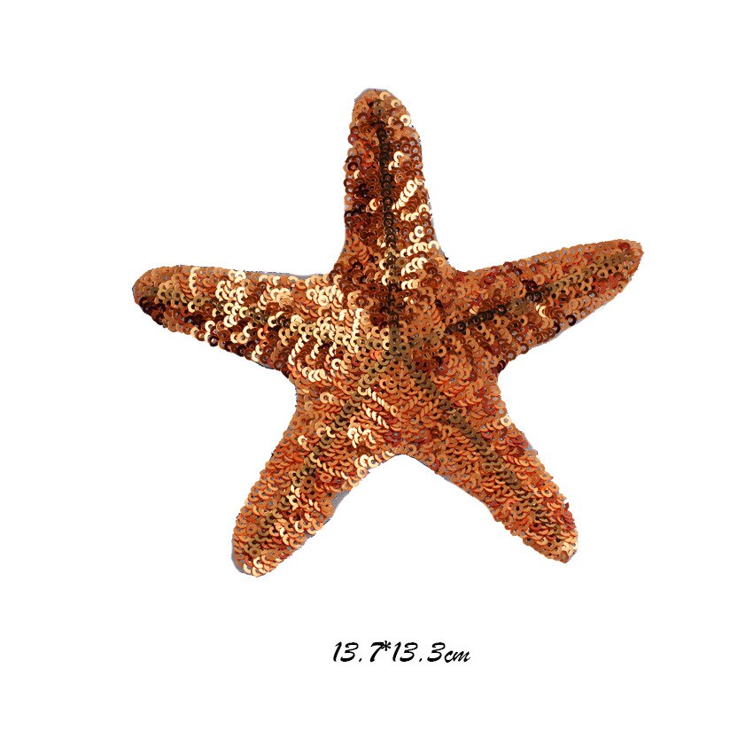 GUGUTREE embroidery paillette big shell patches starfish patches badge Applique Patch for Coat,T-Shirt,hat,bags,Sweater,backpack