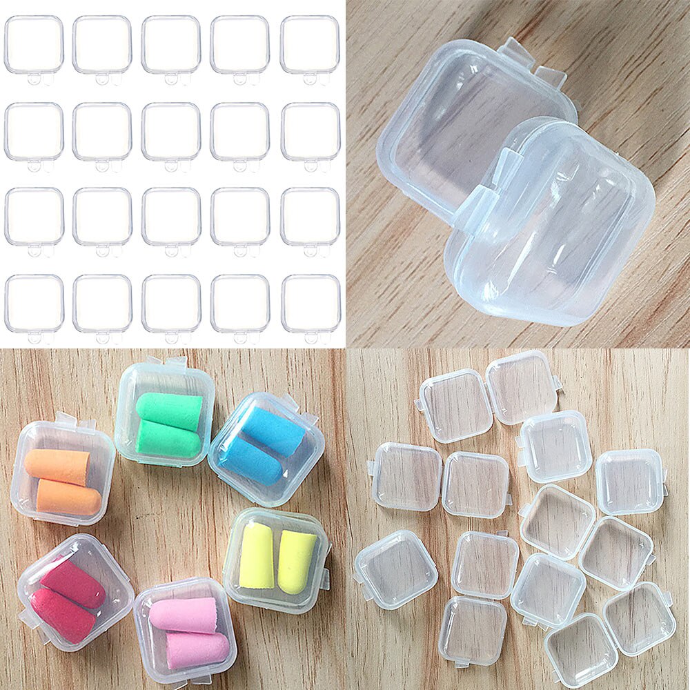 20/30/50 pièces en plastique petite boîte carrée avec bouchon d'oreille boîte de poisson crochet boîte Mini boîte de rangement et organisateur
