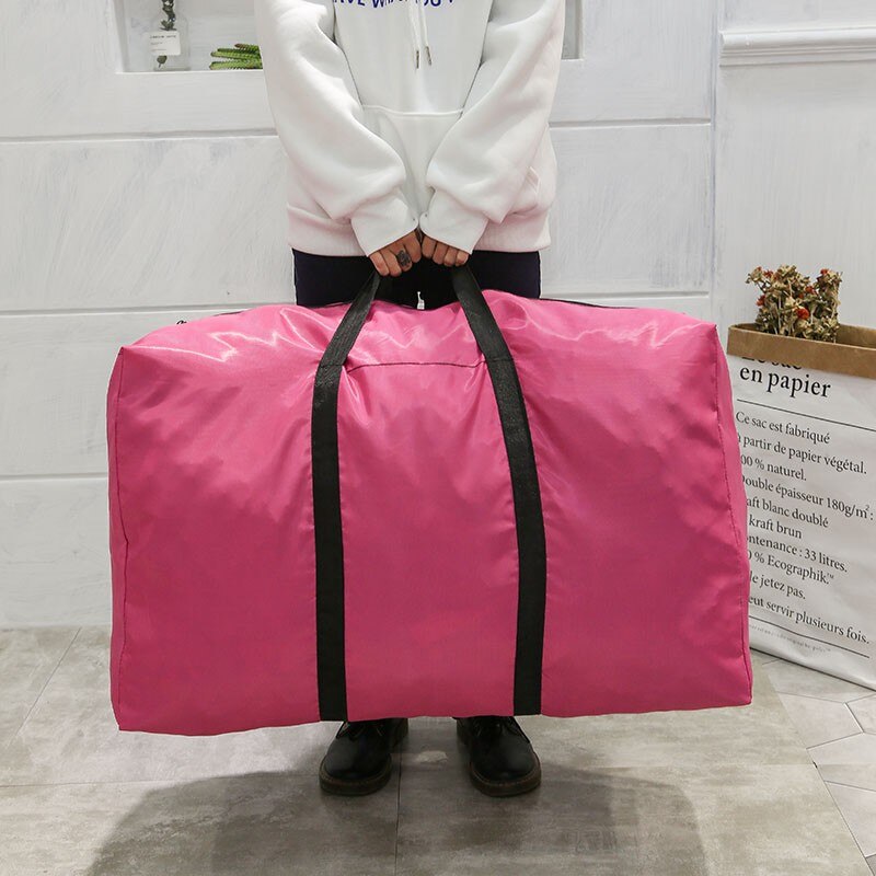 Unisex de gran capacidad de viaje bolsos Oxford impermeable bolsas de equipaje plegable bolsas para mudanza bolsas de almacenamiento para ropa XA326F: Rose Red