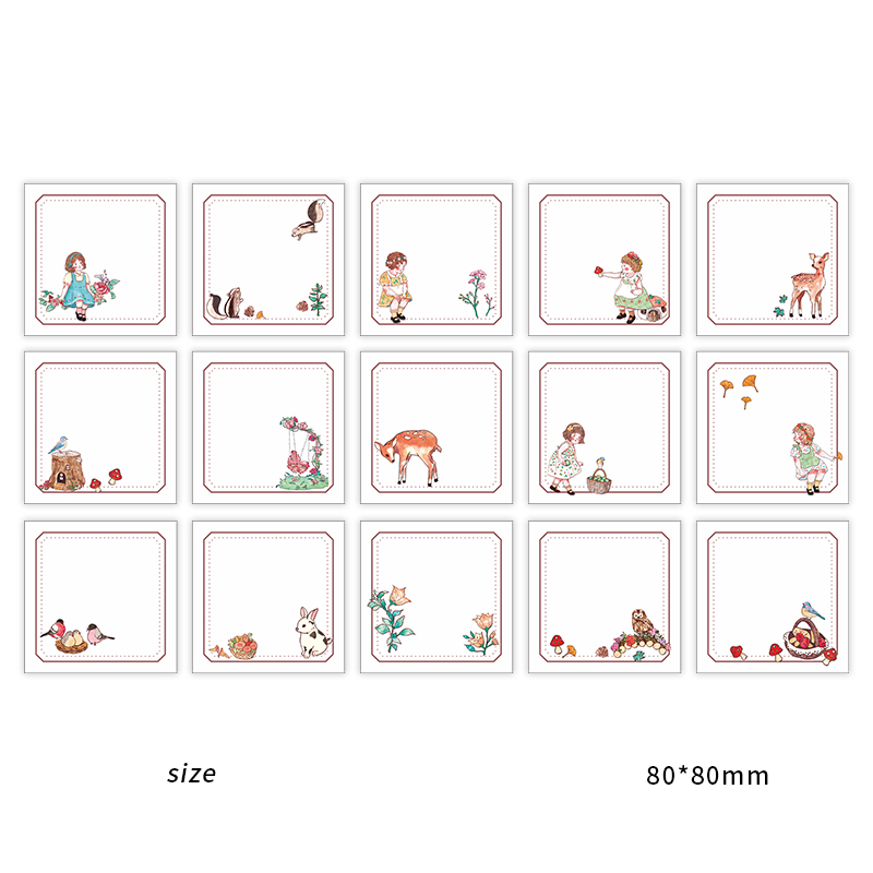 30 Pages /Pack Retro Paper Memos Country Forest Series Simple Memo Pads Message Bacis Material Paper: B