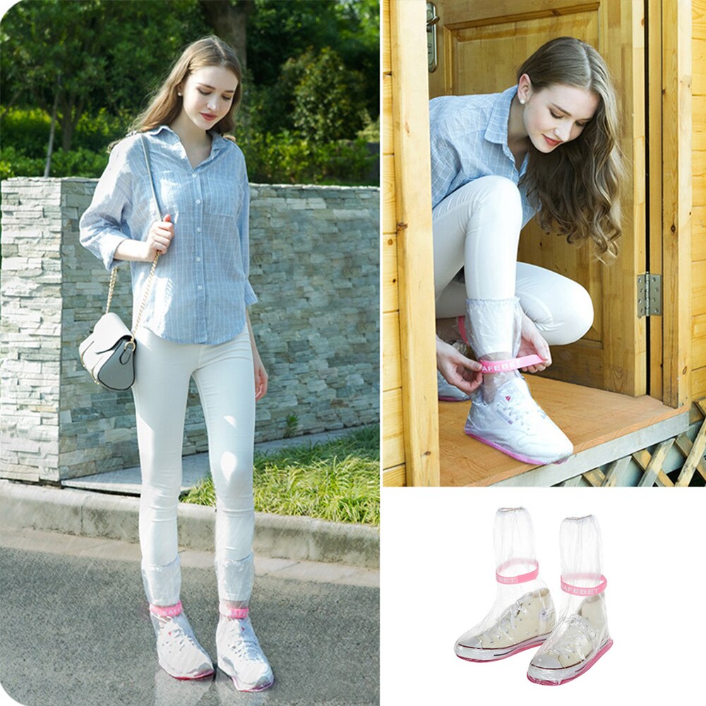 1 Pair Outdoor Travel Rainproof Shoes Cover Rain Boot Cover Transparent Waterproof Shoes Cover Protector Reusable Accessories