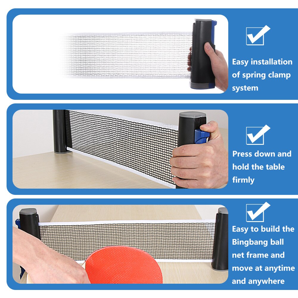 Indoor Telescopic Ping Pong Set Extending Net Table Tennis Racket Sports Accessories Portable Paddle Bats Sport Tool