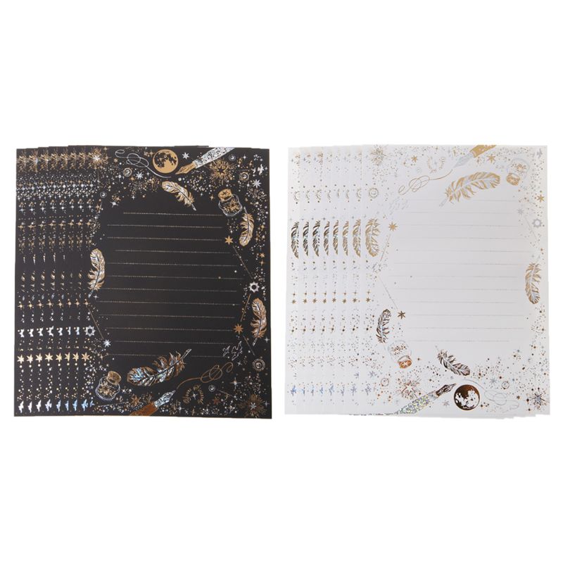 8 Sheets High-end Vintage Bronzing Feather Blessing Letter Paper Pad Writing Office School Supplies W91A