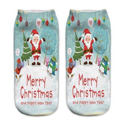 3d print kerstsokken unisex cartoon eland sneeuwpop kerstman damessokken laag uitgesneden enkel kerst calcetines vrouw jaar: 4