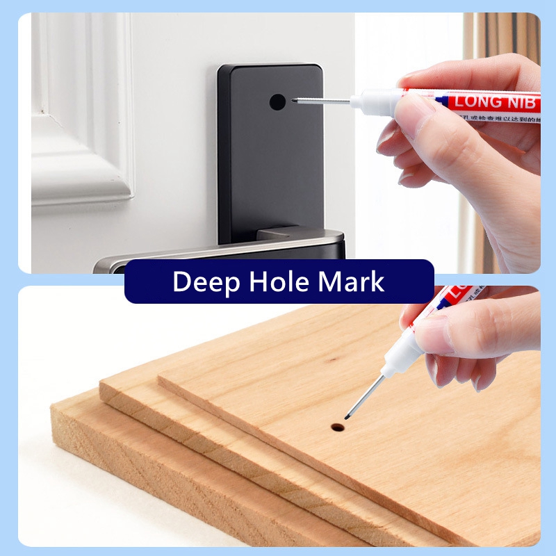 3Pcs/Set 20mm Deep Hole Long Nib Head Markers For Metal Perforating Pen Waterproof Bathroom Woodworking Decoration Multi-Purpose