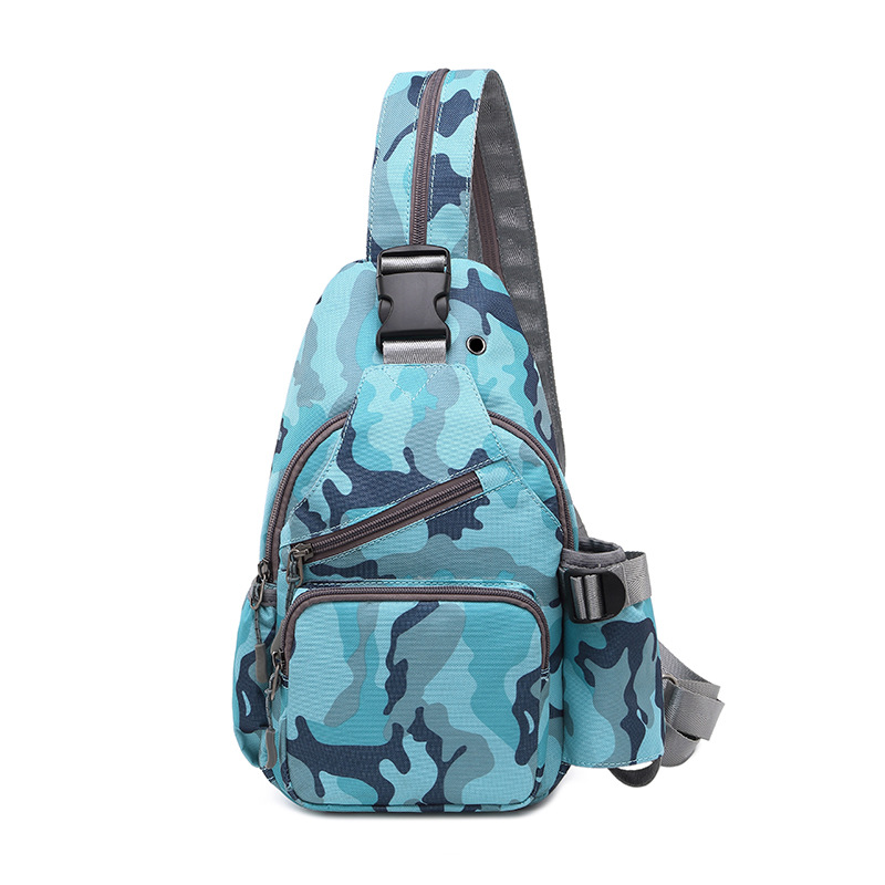 Bolso bandolera para mujer, Bolsa para el pecho, bolso para mujer, bolso bandolera para mujer, bolso de hombro inclinado para hombre, bolso rojo de verano: blue camouflage