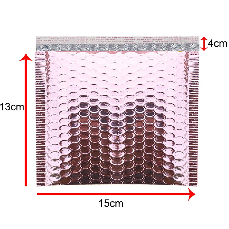 Sacos de empacotamento da selagem do envio resistente acolchoado do selo do auto dos sacos do mailer poli da bolha de 10 pces para o negócio: Rose Gold 15X13cm