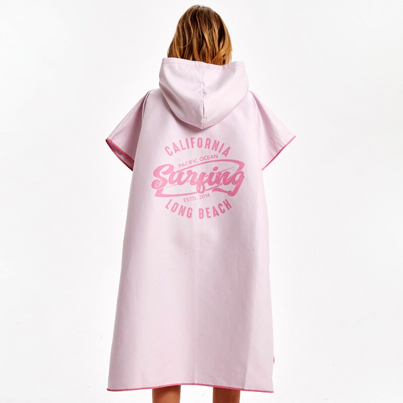Mikrofiber poncho handduk surf beach våtdräkt byte handduk badrock tryck med huva vattensporter aktiviteter vuxna män kvinnor hda: Rosa kalifornien