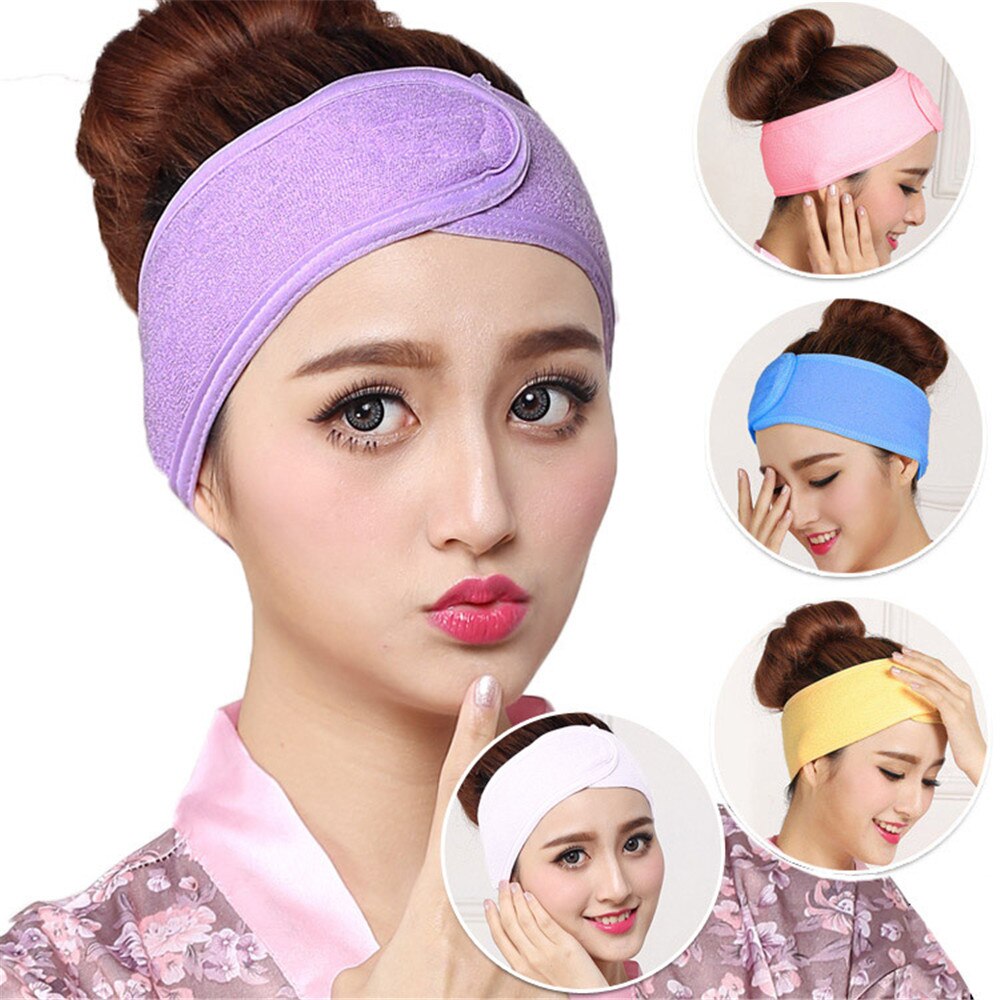 1pcs Soft Facial Hairband Make Up Wrap Head Band Cleaning Cloth Headband Adjustable Stretch Towel Shower Caps Hair Wrap