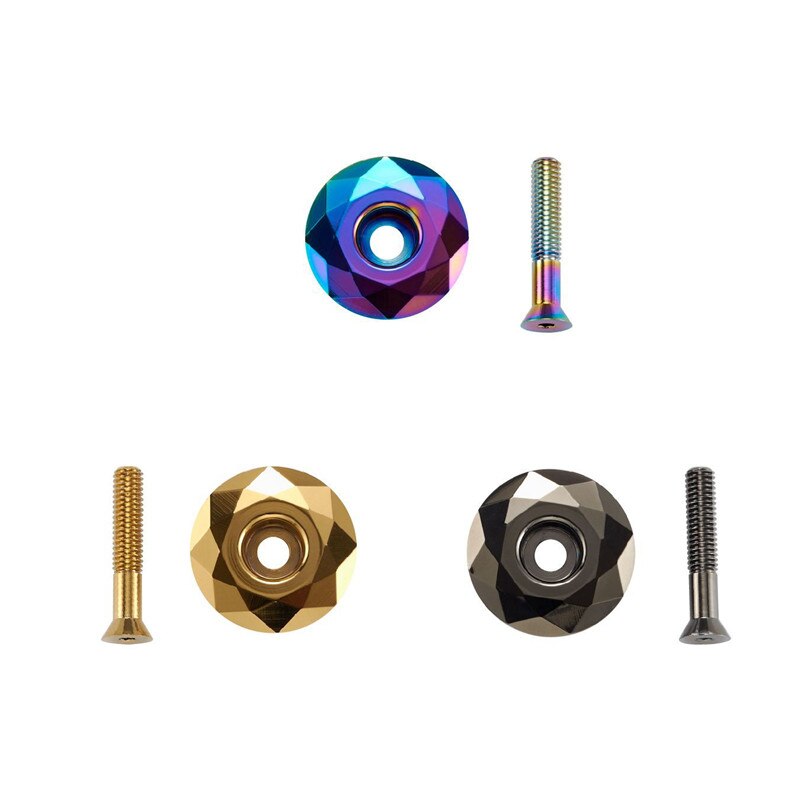 KRSEC 1pcs Mountain Bicycle Bowl Cover + Screw Stem Top Cap Cover Headset Screws Bicycle Cycling Accessories Set 3 colors