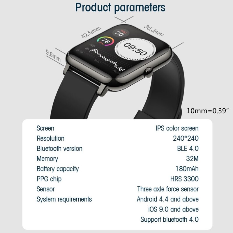 P22 Smart Watch Men Women Sport Clock Fitness Tracker Band Heart Rate Monitor Sleep Monitor IP67 Smartwatch