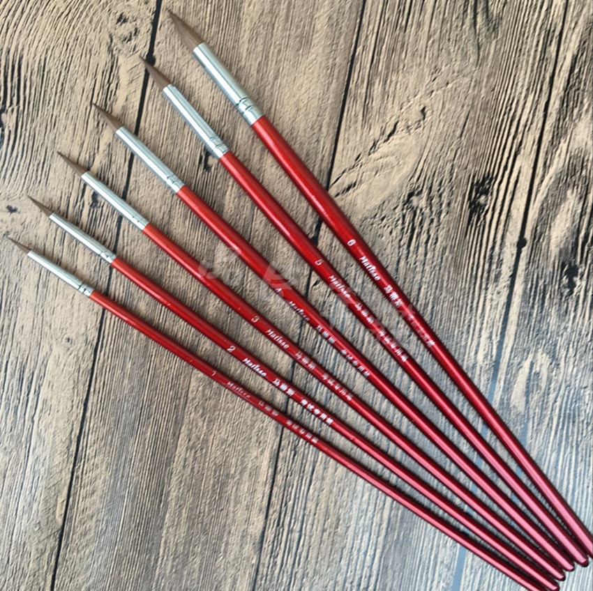6Pcs Top Grade Value Kolinsky Sable Hair Round Point Paint Brush Set for Gouache Acrylic Watercolor Painting DIY Craft