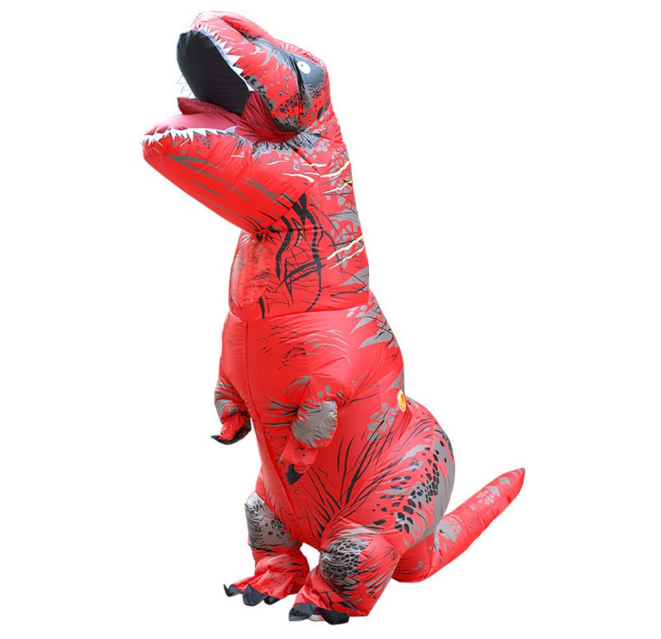 IK NFLATABLE Dinosaurus T REX Kostuums voor vrouwen Blowup T-Rex Dinosaurus Halloween Opblaasbare kostuum mascotte Partij kostuum voor volwassen: Rood / XL