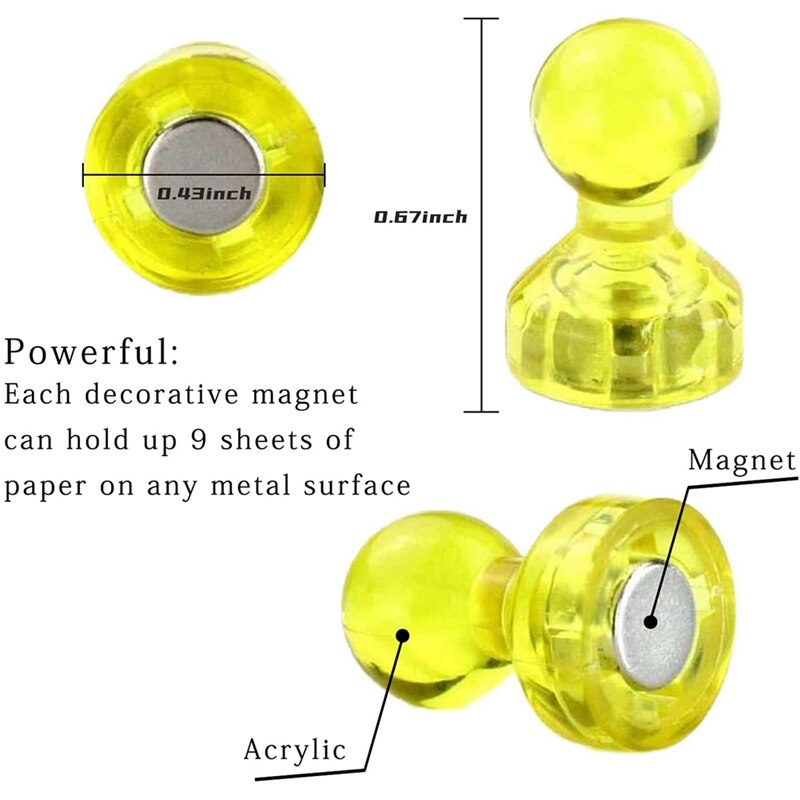 144 Pieces 8 Color Whiteboard Magnets,Push Pin Magnets,Suitable for Fridge Dry Erase Boards,Whiteboards,Homes,Kitchens