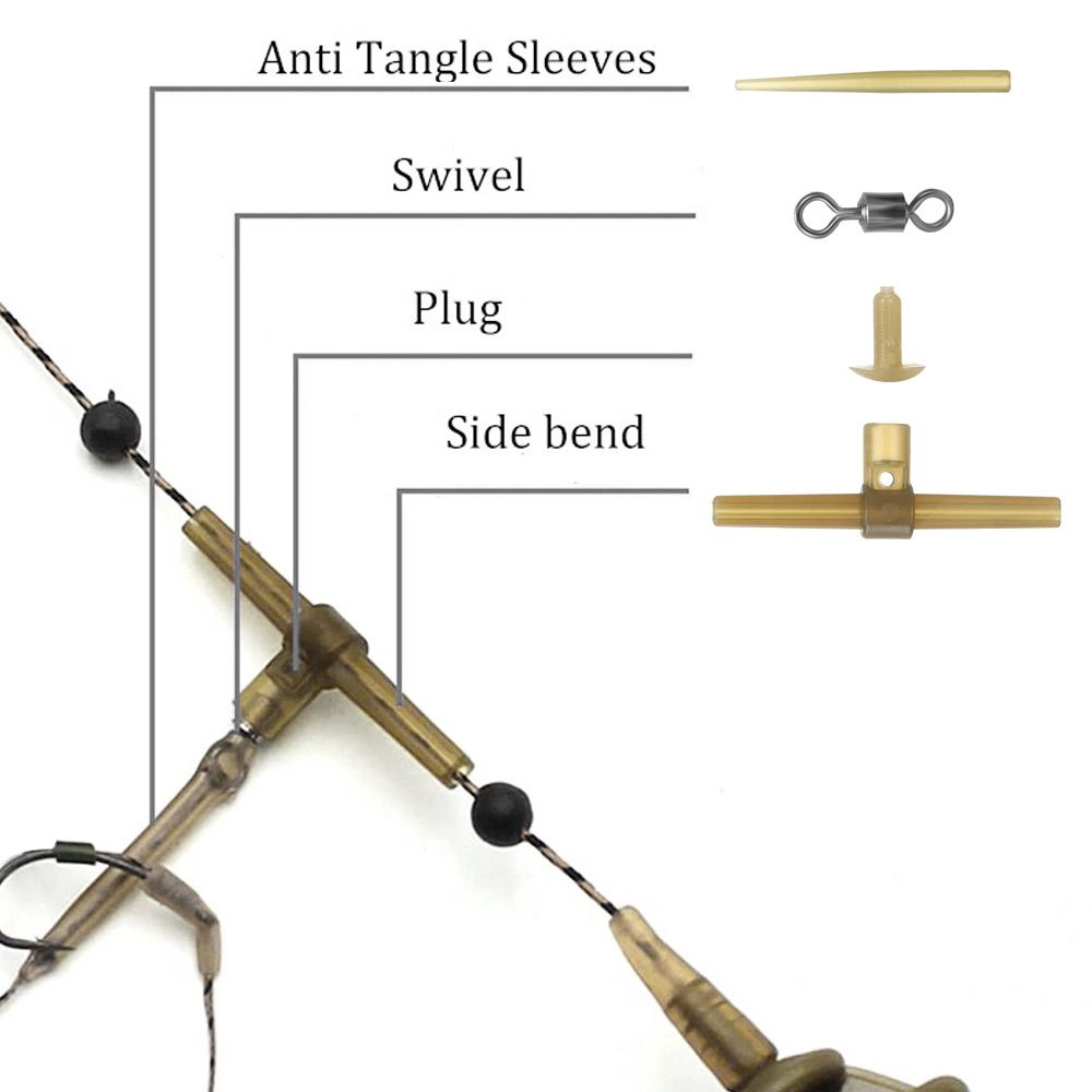 Dobladillo lateral de 15 piezas con eslabones giratorios o 10 piezas, dobladillo lateral con manguitos antienredos QC o 30 piezas, accesorios de pesca de carpa