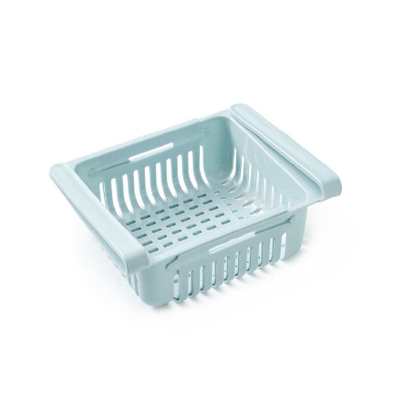 Retractable Kitchen Fridge Organizer Slide Under Shelf Drawer Box Rack Holder Space Saving Refrigerator Drawer: Blue