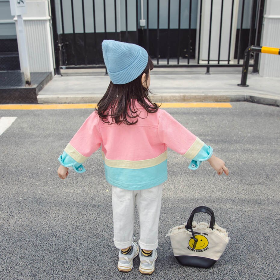 Baby Meisje Jas Patchwork Meisje Jas Bovenkleding Enkele Breasted Childrens 'Jas Casual Stijl Kleding Voor Meisjes