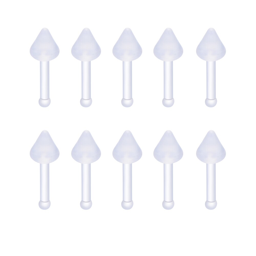 Lot de 10 clous d&#39;oreilles Bioflex transparents pour le nez, 10 formes, épingle à oreille pour le perçage du corps: Cone