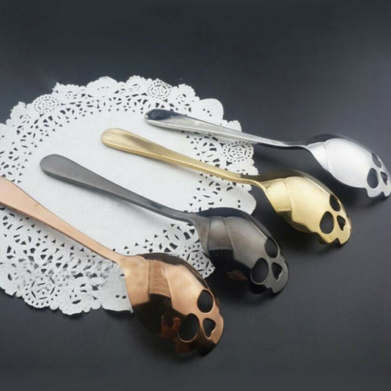 1PC Spoon Sugar Skull Tea Spoon Stainless Steel Silverware Skeleton For Tea Coffee