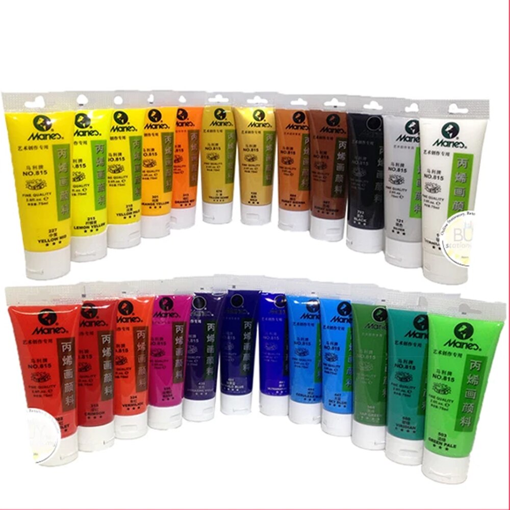 Maries-pintura acrílica para tela, Juego de dibujo, 75 ml, negro y amarillo