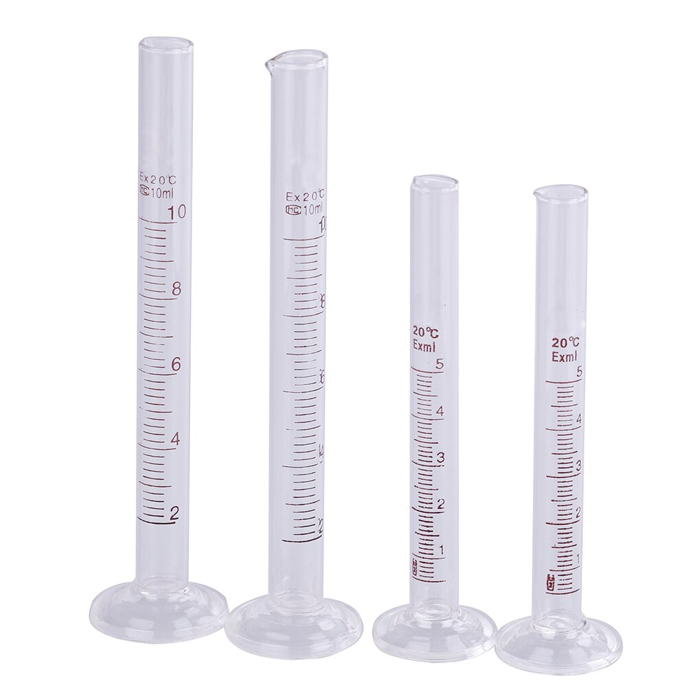 2Pcs 5Ml/10Ml Beroep Afgestudeerd Laboratorium Glazen Meten Cilinder Chemie Lab Uitloop Meet Chemie Measure Tool