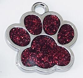 Hundbrickor graverad katt valp husdjurs-id namn krage tag hänge ben&tass glitter söta tillbehör för husdjur: Röd