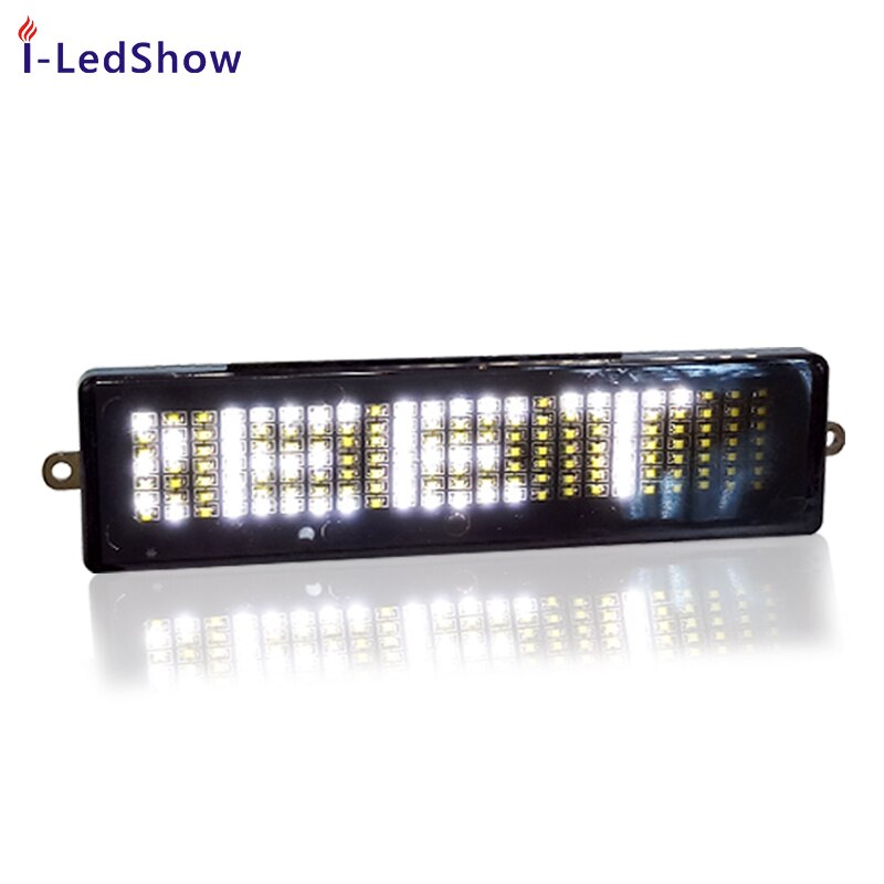 Led skylt bil 7*23 mini led fjärrkontroll enkel sugkopp bil bakruta mini lågspänning led skärm mini led: Vit