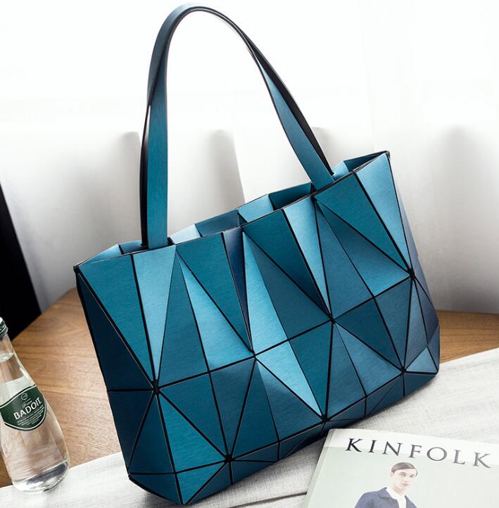 Maelove women-bag Geometric Diamond Folding Tote Shoulder Bags Matte color Geometry Handbags for Girls: matte color blue