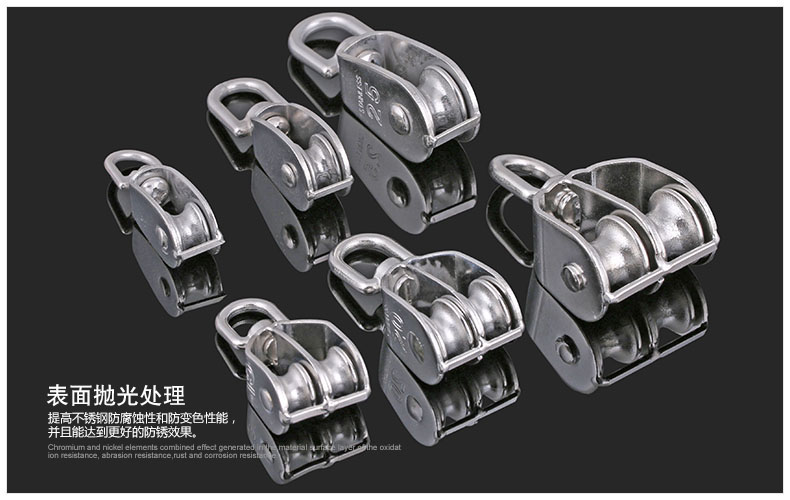 304 roestvrijstalen enkele/dubbele katrollen  m15 m20 m25 m32 m50-m100 draadkabelketting tractie katrollen hefgewicht dragende katrol