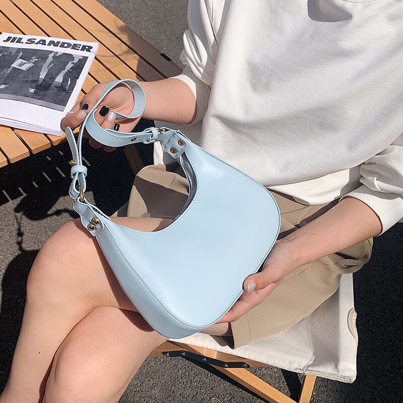 Solid color Square Underarm bag High PU Leather Women's Handbag Luxury brand Large Shoulder Bags